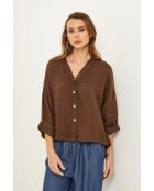 Iloine Leinenhemd in Schokolade
