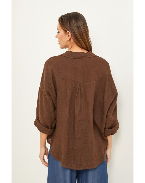 Iloine Leinenhemd in Schokolade