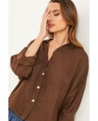 Iloine Leinenhemd in Schokolade