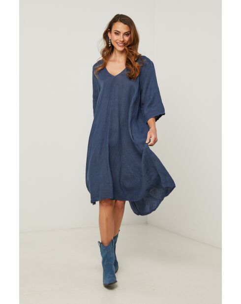 Marineblauwe linnen jurk Madone