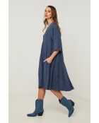 Marineblauwe linnen jurk Madone