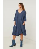 Marineblauwe linnen jurk Madone
