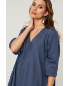 Marineblauwe linnen jurk Madone