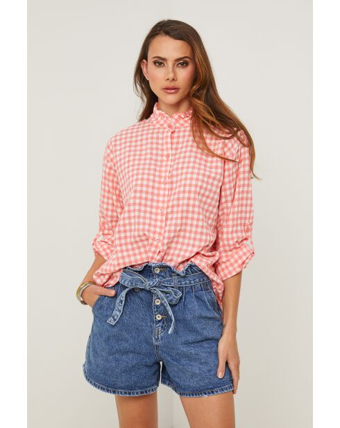 Abelys overhemd van koraalkleurig katoen