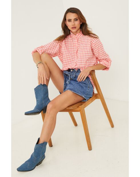 Abelys overhemd van koraalkleurig katoen