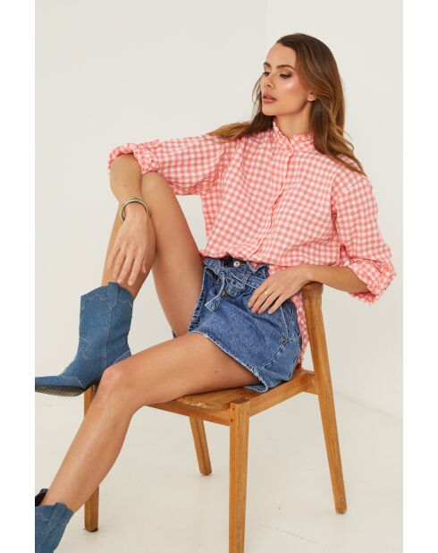 Abelys overhemd van koraalkleurig katoen