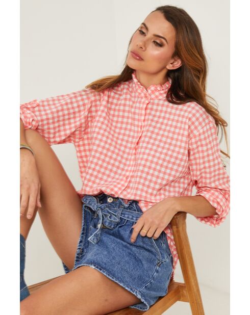 Abelys overhemd van koraalkleurig katoen