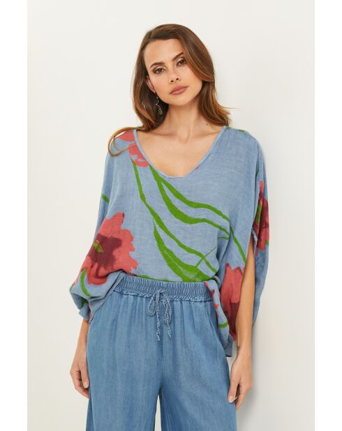 Blaues Jeans-Leinenoberteil Lirel