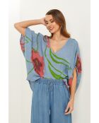 Blaues Jeans-Leinenoberteil Lirel