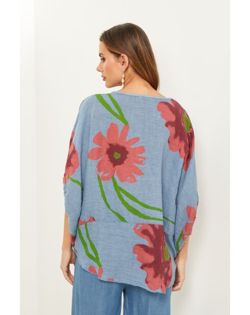 Blaues Jeans-Leinenoberteil Lirel