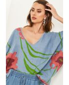 Blaues Jeans-Leinenoberteil Lirel