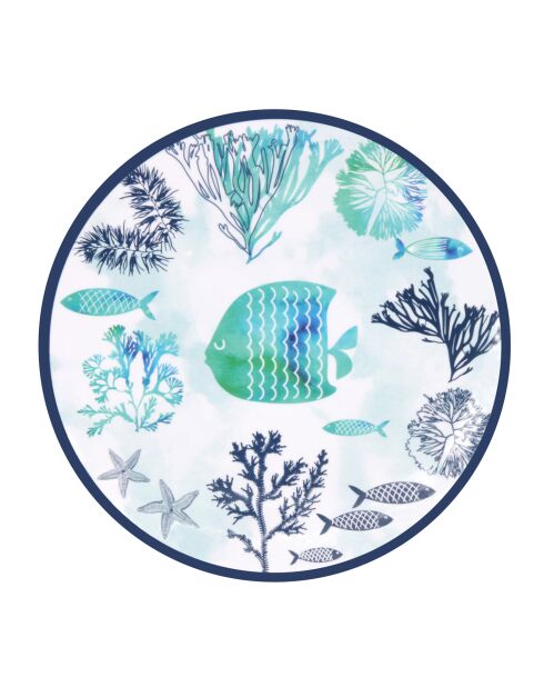 Piatto caraibico piccolo blu e bianco - 21,5 cm