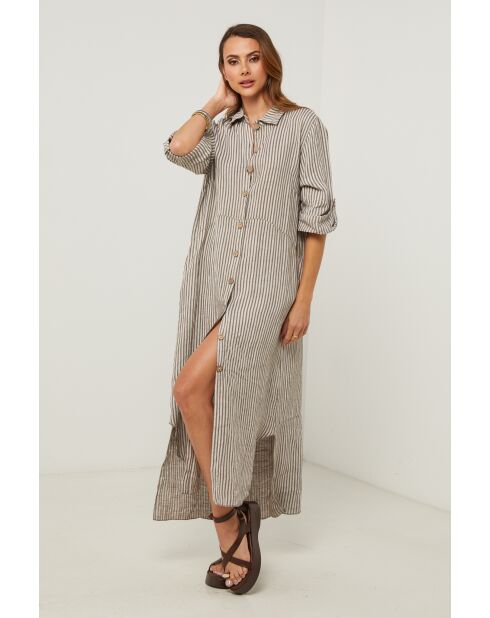 Irine taupe linnen jurk