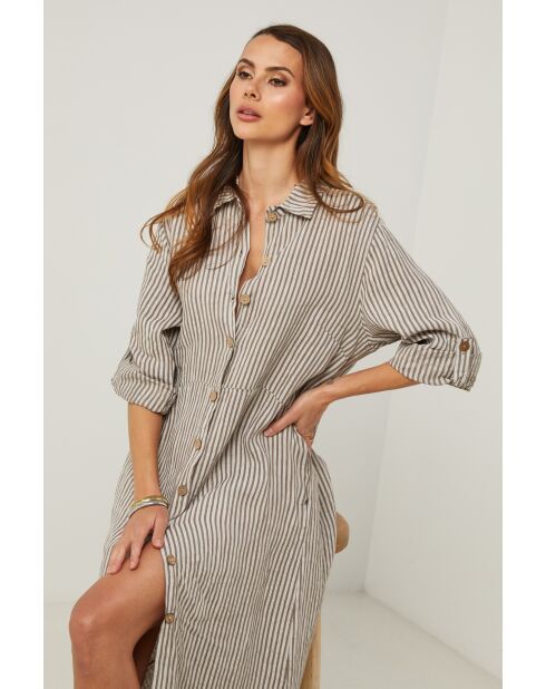 Irine taupe linnen jurk