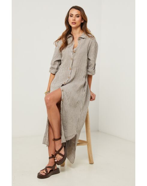 Irine taupe linnen jurk