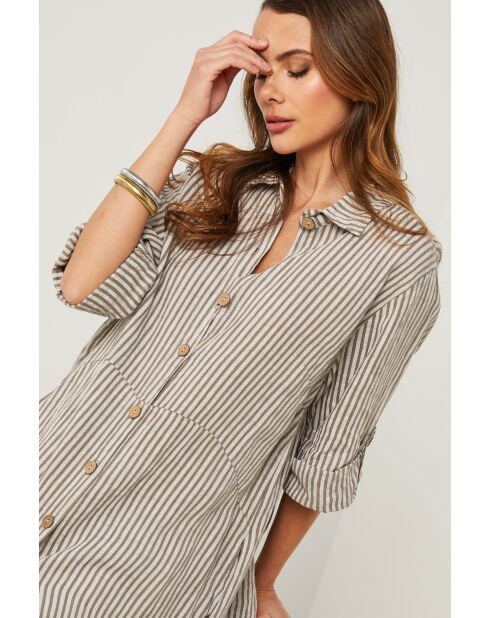 Irine taupe linnen jurk