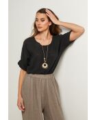 Schwarzes Baumwolltop Caliba