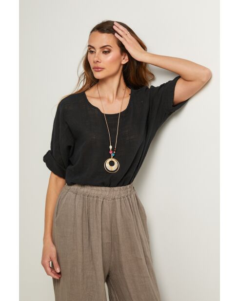 Schwarzes Baumwolltop Caliba