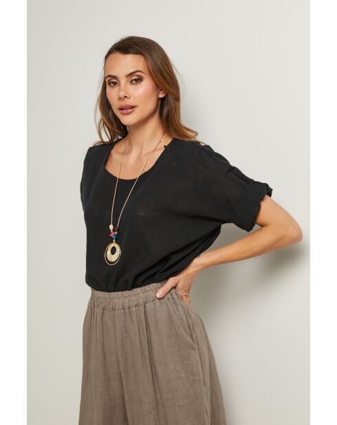 Schwarzes Baumwolltop Caliba