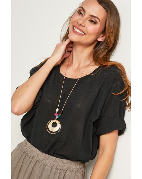 Schwarzes Baumwolltop Caliba