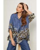 Blaues Jeans-Leinenhemd Jarely