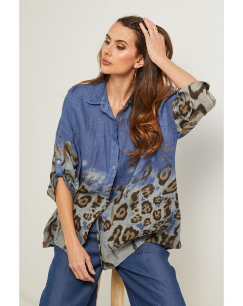 Blaues Jeans-Leinenhemd Jarely