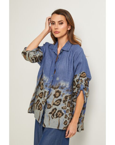 Blaues Jeans-Leinenhemd Jarely