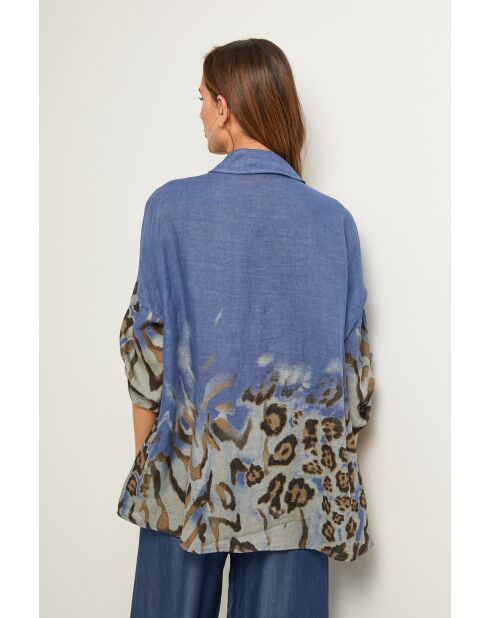 Blaues Jeans-Leinenhemd Jarely