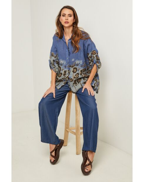 Blaues Jeans-Leinenhemd Jarely