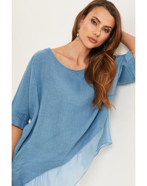 Bodiz indigo linnen top