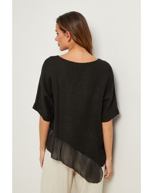 Bodiz zwarte linnen top
