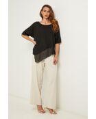 Bodiz zwarte linnen top