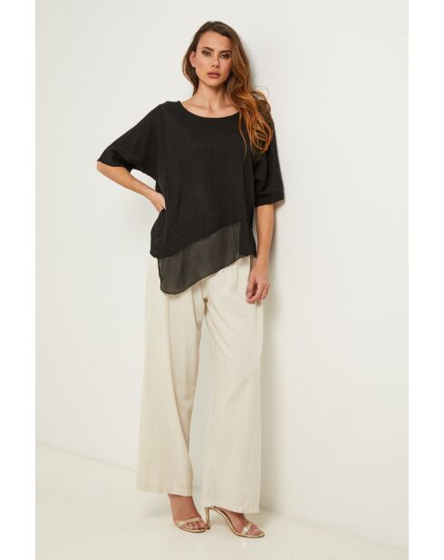 Bodiz zwarte linnen top