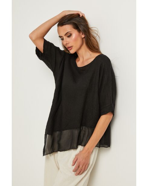 Bodiz zwarte linnen top