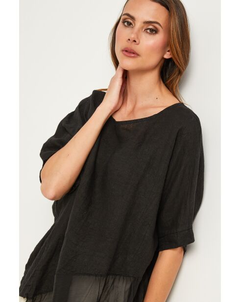 Bodiz zwarte linnen top