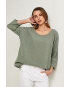 Top Baronne in cotone kaki