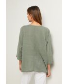 Top Baronne in cotone kaki