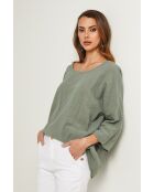 Top Baronne in cotone kaki