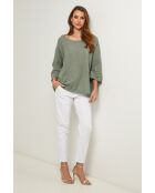 Top Baronne in cotone kaki