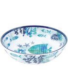 Piatto profondo blu caraibico e bianco - 20 cm x 6 cm