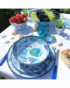 Piatto profondo blu caraibico e bianco - 20 cm x 6 cm