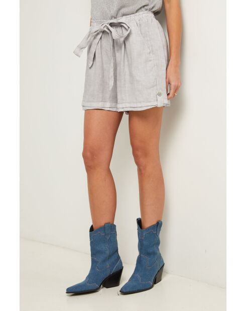 Pantaloncini Gordon in lino grigio