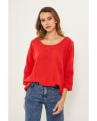 Rode katoenen top Baronne