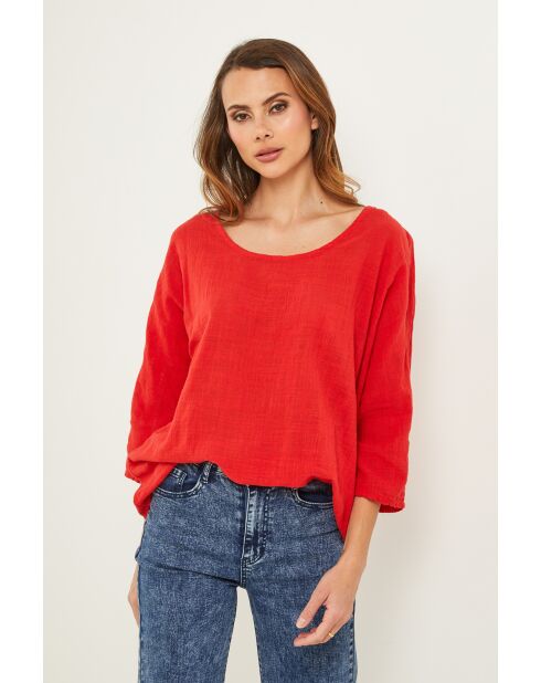 Rode katoenen top Baronne