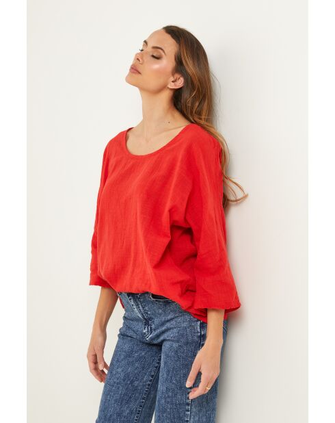 Rode katoenen top Baronne