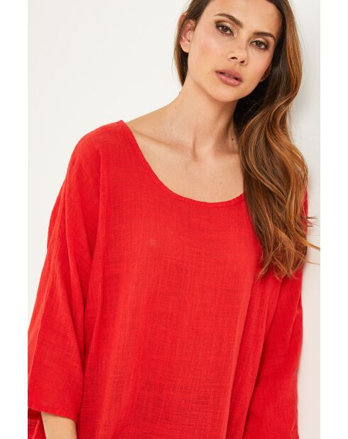 Rode katoenen top Baronne