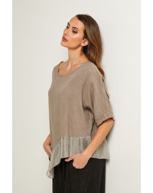 Bodiz taupe linnen top