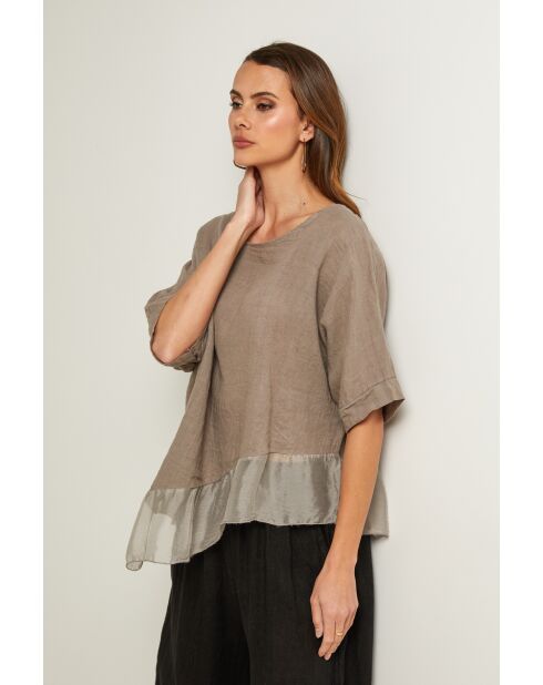 Bodiz taupe linnen top