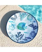 Grand saladier caraibes bleu et blanc - 31 cm x 9.5 cm