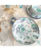 Grand saladier caraibes bleu et blanc - 31 cm x 9.5 cm